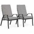 Gartenstuhl Esszimmerstuhl 2er Set mit Armlehnen 70 x 68 x 110 cm pulverbeschichteter Stahl Polyester Grau Schwarz