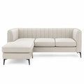 Ecksofa mit linker Recamiere 4-Sitzer L-Form PU-Kunstleder Stahl Cremeweiß Schwarz 240 x 160 x 78 cm