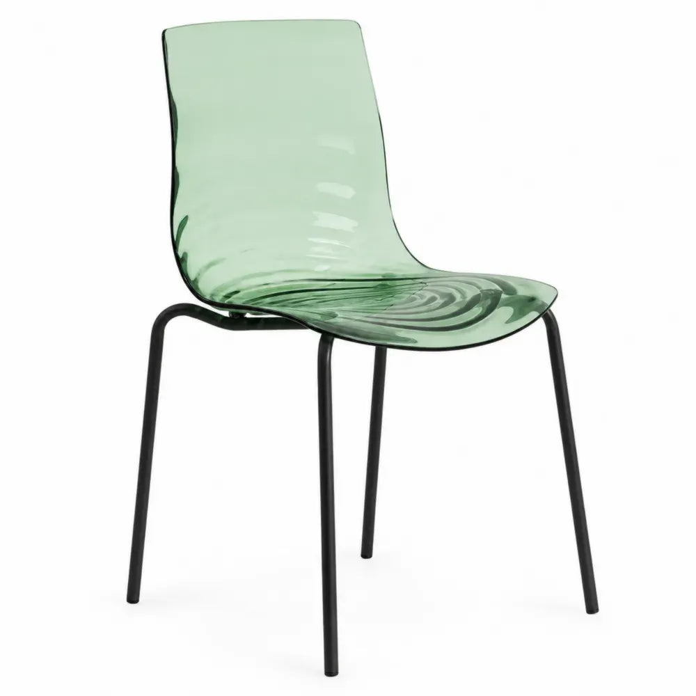 Esszimmerstuhl Küchenstuhl transparent 48 x 54 x 86 cm Polycarbonat Stahl schalenförmig transparentgrün schwarz