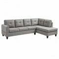 Ecksofa mit Ottomane rechts 250 x 155 x 86 cm Polyestergewebe Kiefernholz L-Form grau schwarz