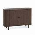 Sideboard mit Lamellentüren 120 x 40 x 80 cm MDF HDF Stahl rechteckig dunkelbraun schwarz