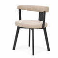 Esszimmerstuhl mit Rückenlehne gepolstert 54 x 55 x 76 cm Polyestergewebe Stahl rund beige schwarz