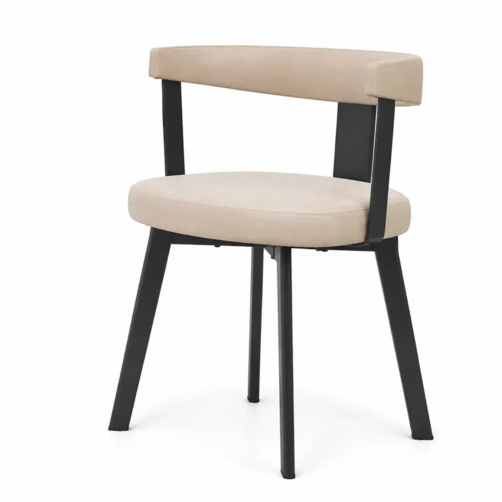 Esszimmerstuhl mit Rückenlehne gepolstert 54 x 55 x 76 cm Polyestergewebe Stahl rund beige schwarz