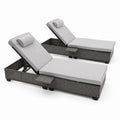 Sonnenliege 2er Set verstellbar 200 x 65 x 95 cm PE-Rattan Aluminium Polyester Grau Hellgrau