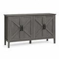 Sideboard mit 4 Türen 160 x 40 x 82 cm melaminbeschichtete Spanplatte Holzdekor rechteckig grau schwarz