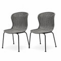 Gartenstuhl 2er Set 53 x 60 x 82 cm PE Rattan Geflecht Stahlgestell rundlich grau schwarz