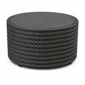 Gartentisch Café-Tisch rund 80 cm Durchmesser 45 cm Höhe Aluminium PE-Rattan WPC anthrazit schwarzgrau