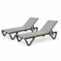 2er Set Sonnenliegen Gartenliegen mit verstellbarer Rückenlehne glasfaserverstärktem Polypropylenrahmen PVC-beschichtetem Polyestergewebe Grau Anthrazit je 190 x 63 x 85 cm