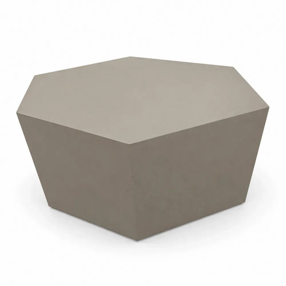 Café-Tisch Gartentisch 80 x 70 x 45 cm faserverstärkter Beton sechseckig taupegrau