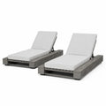 Gartenliege Sonnenliege 2er Set verstellbar 200 x 75 x 82 cm Akazienholz Polyester Grau Cremeweiß