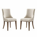 Esszimmerstühle 2er Set gepolstert 54 x 60 x 90 cm Polyestergewebe Kautschukholz rechteckig beige braun