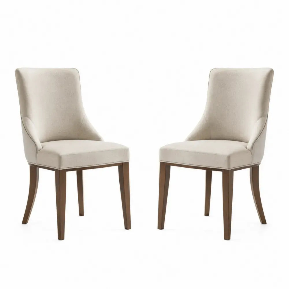 Esszimmerstühle 2er Set gepolstert 54 x 60 x 90 cm Polyestergewebe Kautschukholz rechteckig beige braun