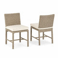 Gartenstühle 2er Set mit Sitzkissen 50 x 58 x 88 cm PE Rattan Aluminium rechteckig naturbeige cremeweiß