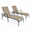 Sonnenliege 2er Set mit Armlehnen verstellbar 198 x 66 x 96 cm pulverbeschichteter Stahl PVC-beschichtetes Polyester Taupe Schwarz