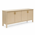 Sideboard mit 4 Türen 170 x 40 x 78 cm melaminbeschichtete Spanplatte Holzdekor rechteckig Eiche hell goldfarben
