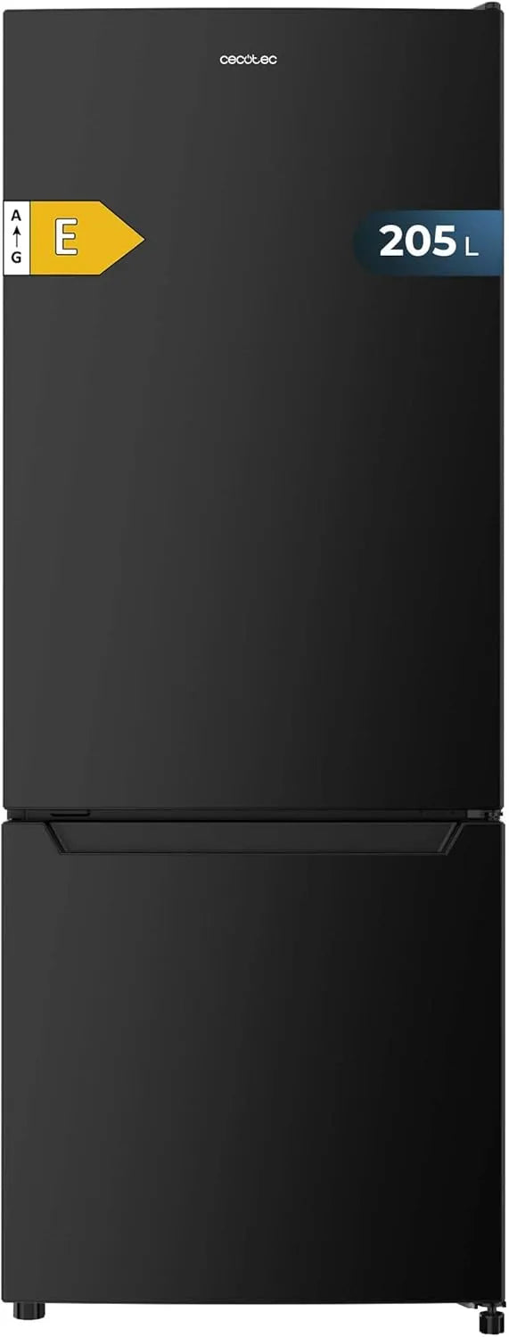 Cecotec Bolero CoolMarket Combi Kühl-Gefrierkombination, 205 L, Kühlschrank mit Gefrierfach, Schwarz, Fast Cooling, LED-Innenbeleuchtung, umkehrbare
