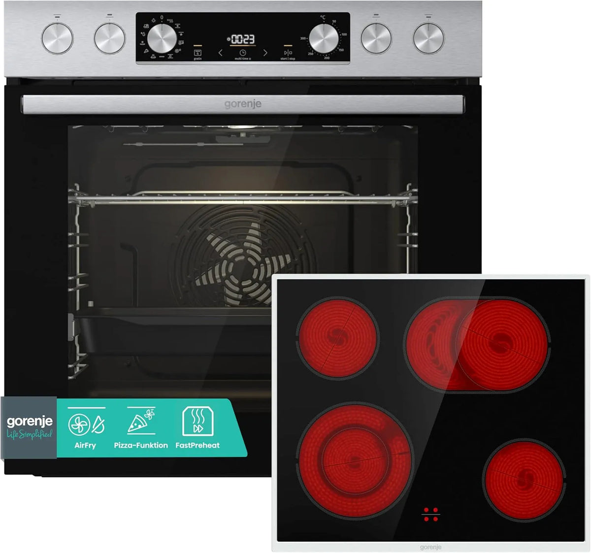 Gorenje Kochfeld, 77 L, Einbau, Grill, Pizza, Edelstahl, PerfectGrill, 77L, ExtraSteam, GentleClose & Open, EcoClean, AirFry, Teleskopauszüge