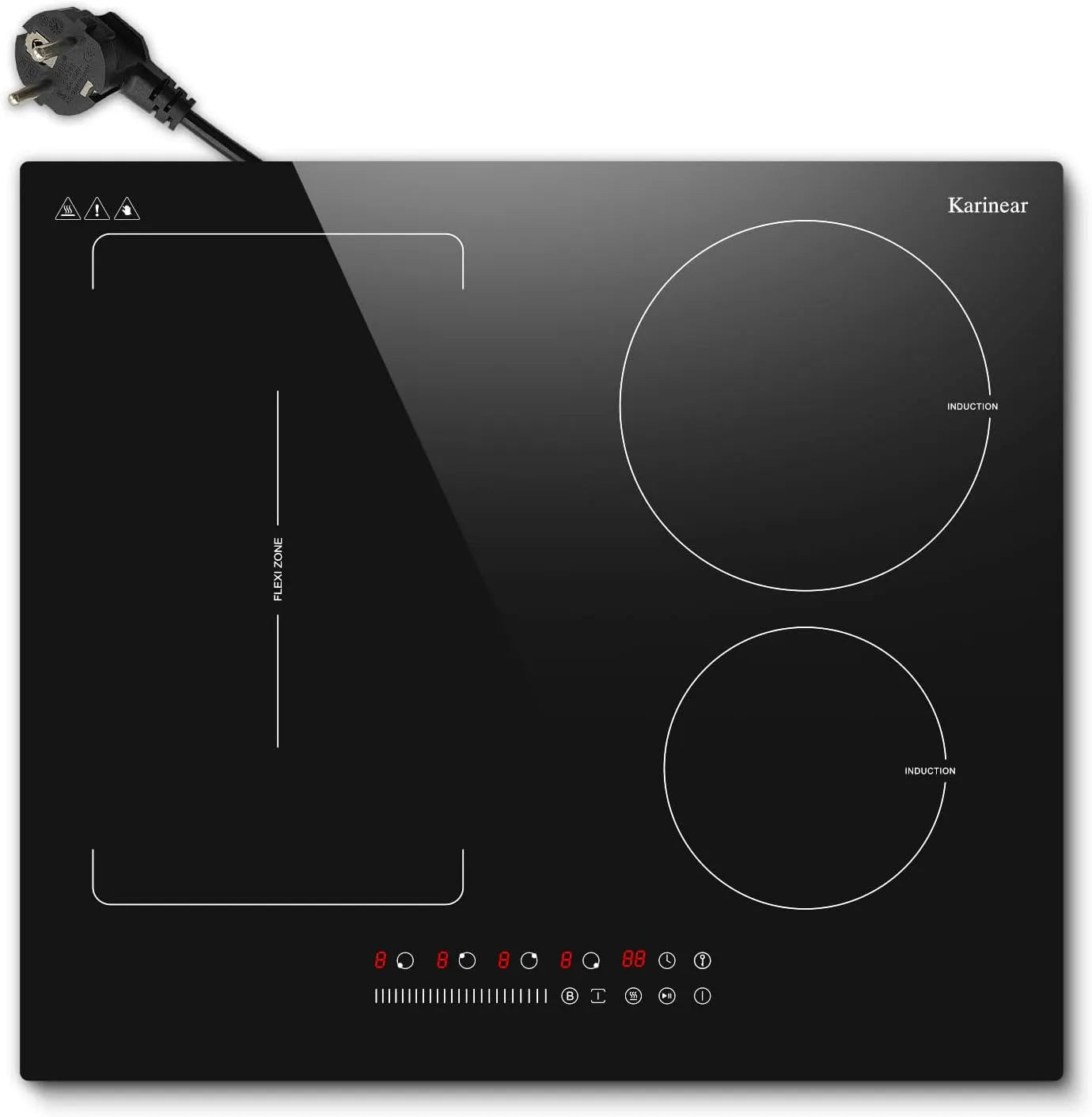 Induktionskochfeld, 60cm, 4 Kochzonen, 3500 W, Induktionsplatte, Karinear, Karinear Induktionskochfeld 60cm mit Stecker 4 Platten 3500W