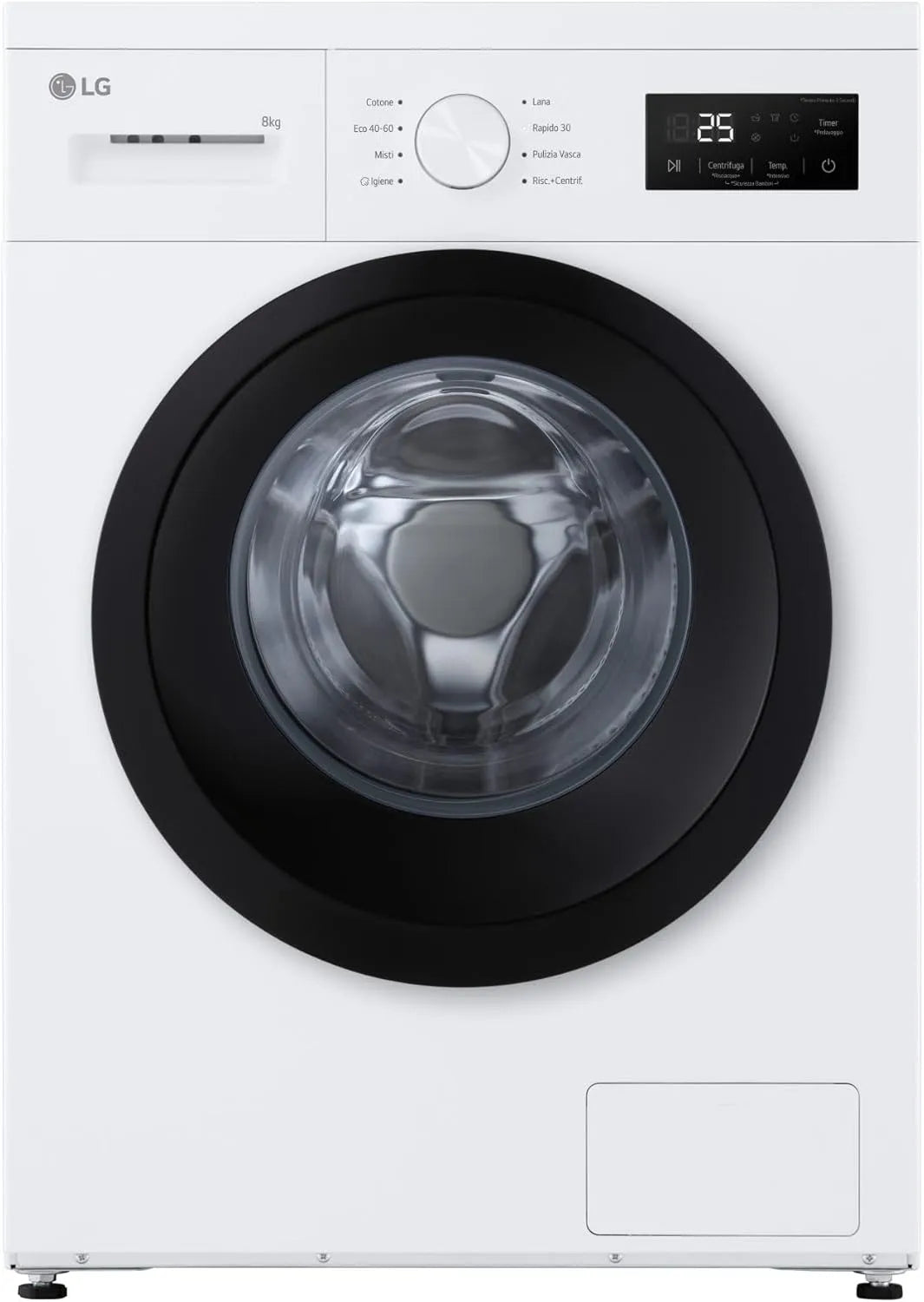 LG F4NA10S8NWK Waschmaschine, 8 kg, Energieklasse A, freistehend, Dampf, Hygiene, schmal, Weiß, abnehmbares Oberteil, 1400 Umdrehungen, Klasse A