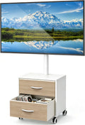 TV-Möbel 5Rcom, OLED, LCD-Display, höhenverstellbarer TV-Schrank mit Halterung bis zu 40 kg, 5Rcom Weißer TV-Ständer auf Rädern für 32-60 Zol LED/LCD