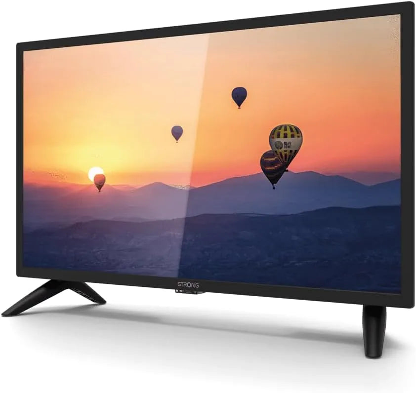 Smart TV, 24 Zoll, Fernseher, STRONG 24HC3023, HDMI, USB, DVB-T2, Schwarz, Triple-Tuner zusätzlich 12 Volt Anschluss, DVB-T2 HD, DVB-T Antenne, EPG