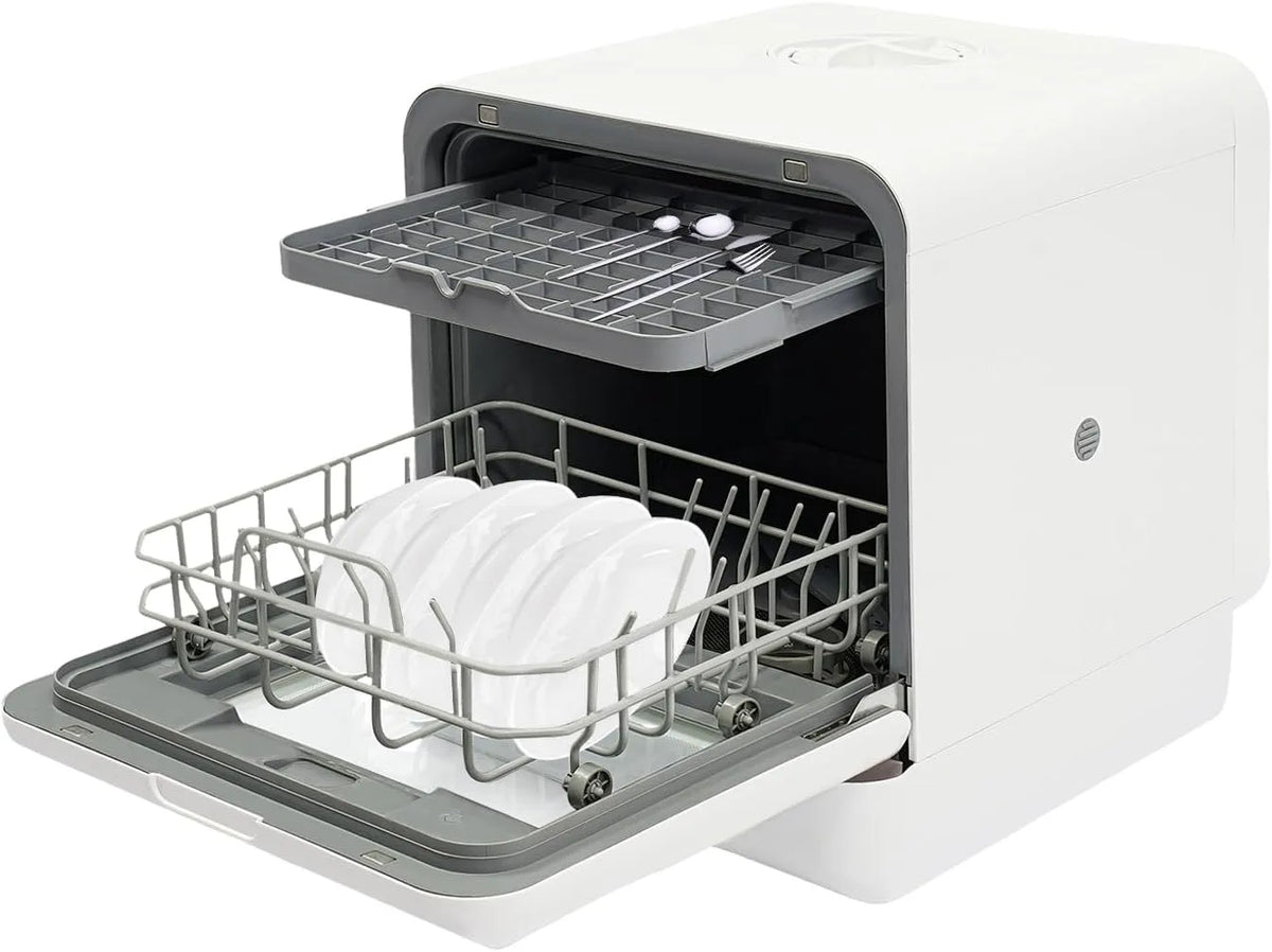 Geschirrspüler, 6 L, 1100 W, tragbar, großer Wassertank, 2 Ebenen Push-Pull Essstäbchen und Schalenhaltern, 6L Wassertank