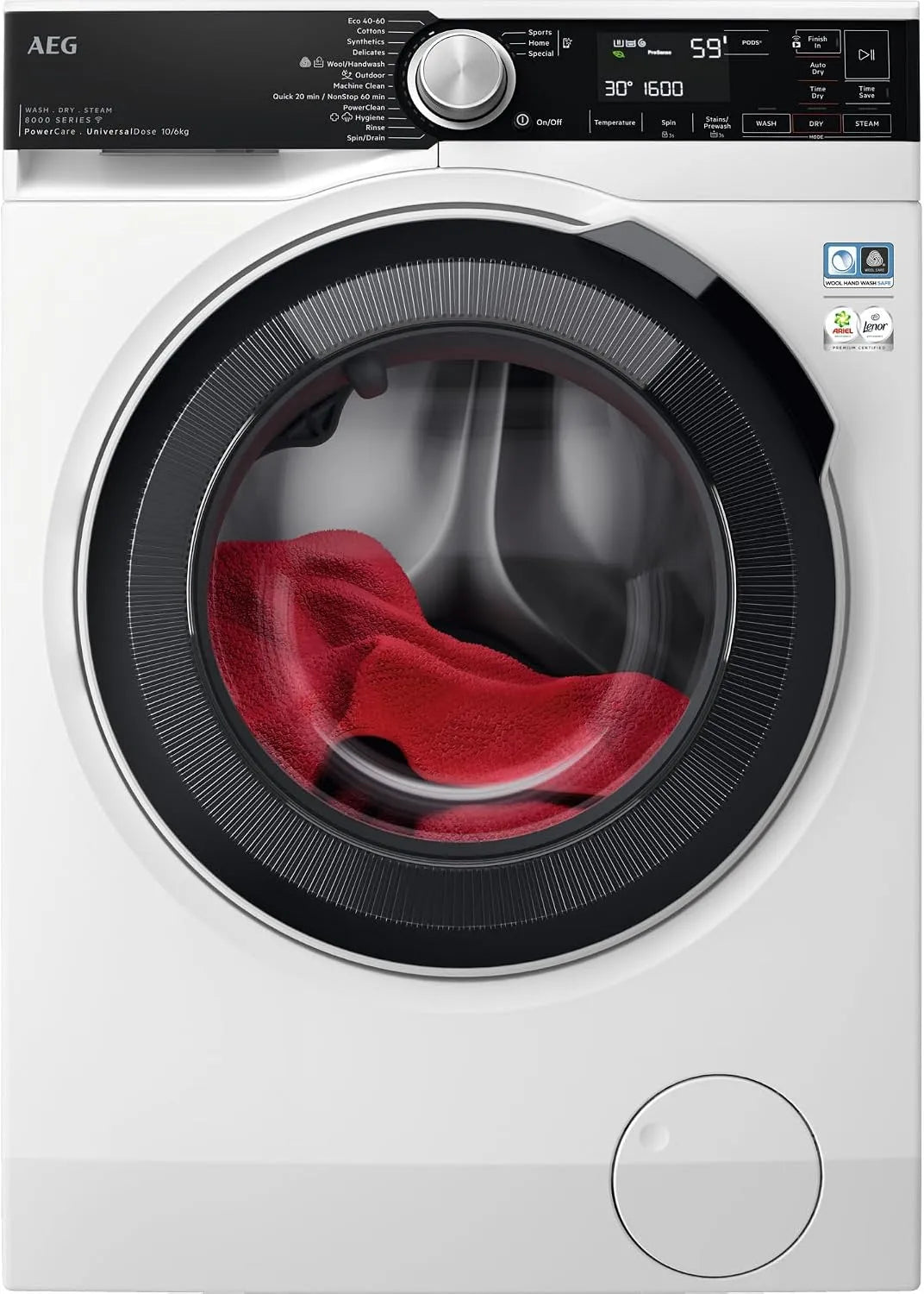 AEG Serie 8000 LWR8E80610 Waschtrockner, 11 kg, Waschmaschine, Trockner, WLAN, 1600 U/min, 7kg Trocknen, 11kg Waschen, Faserschonendes Waschen und