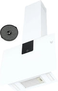 Dunstabzugshaube, 60cm, 300 m3/h, Energieklasse A, Küchenhaube, K&H VH-60W, kopffrei und schräg, Abluft- und Umluftbetrieb, Weiß, LED, Abzughaube mit