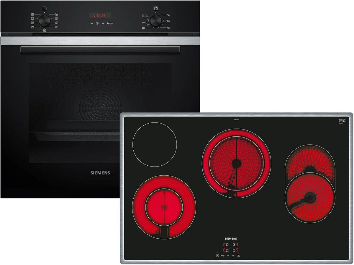 Siemens PQ214KA01Z HB273ABS3 Glaskeramikkochfeld, 4K UHD, Edelstahl, Siemens Set PQ214KA01Z Pyrolyse Backofen Edelstahl HB273ABS3 +
