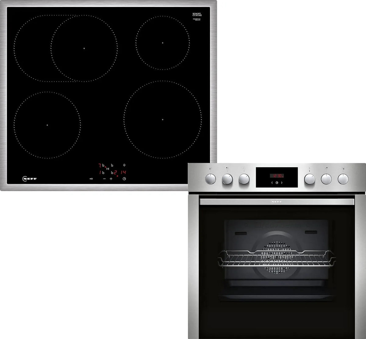 NEFF EDx4I0 E1CCD2AN4 Induktionskochfeld, 60 x 60 cm, Induktionsplatte, Edelstahl, LED-Display & M56SBF1L0 Induktionskochfeld, NEFF EDx4I0 Herd-Set