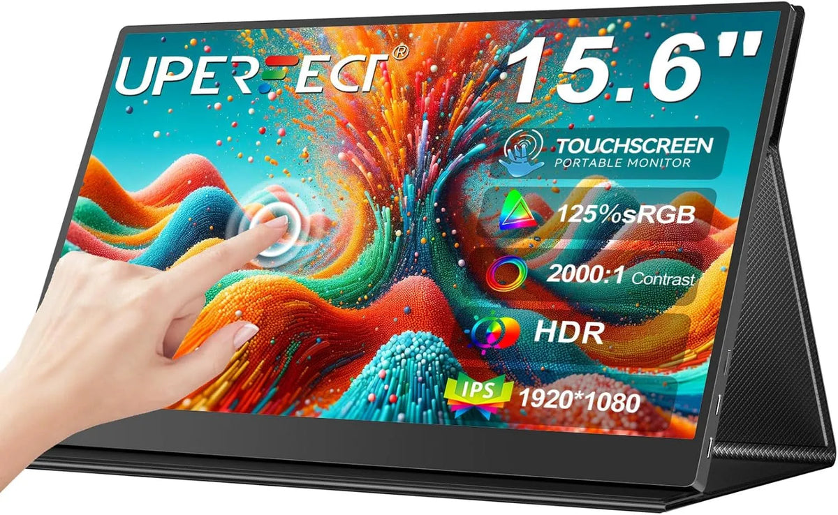 Monitor, 15.6 Zoll, UPERFECT, tragbar, Touch-Bedienung, 6' 125% sRGB 2000:1 Kontrast Matt