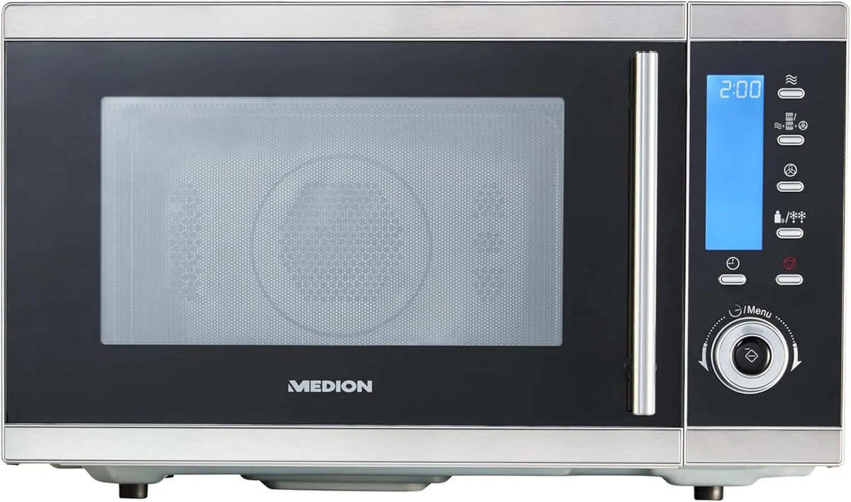 Mikrowelle, 25 L, Grill, Silber, 10 Automatik-Programme, 2500 Watt Heißluft, 900 Watt, 25 Liter