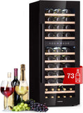 Klarstein Weinkühlschrank, 73 Flaschen, 5 bis 18 °C, Glas, schmal, freistehend, Outdoor, Kühlschrank Klein mit LED-Lichter, Indoor