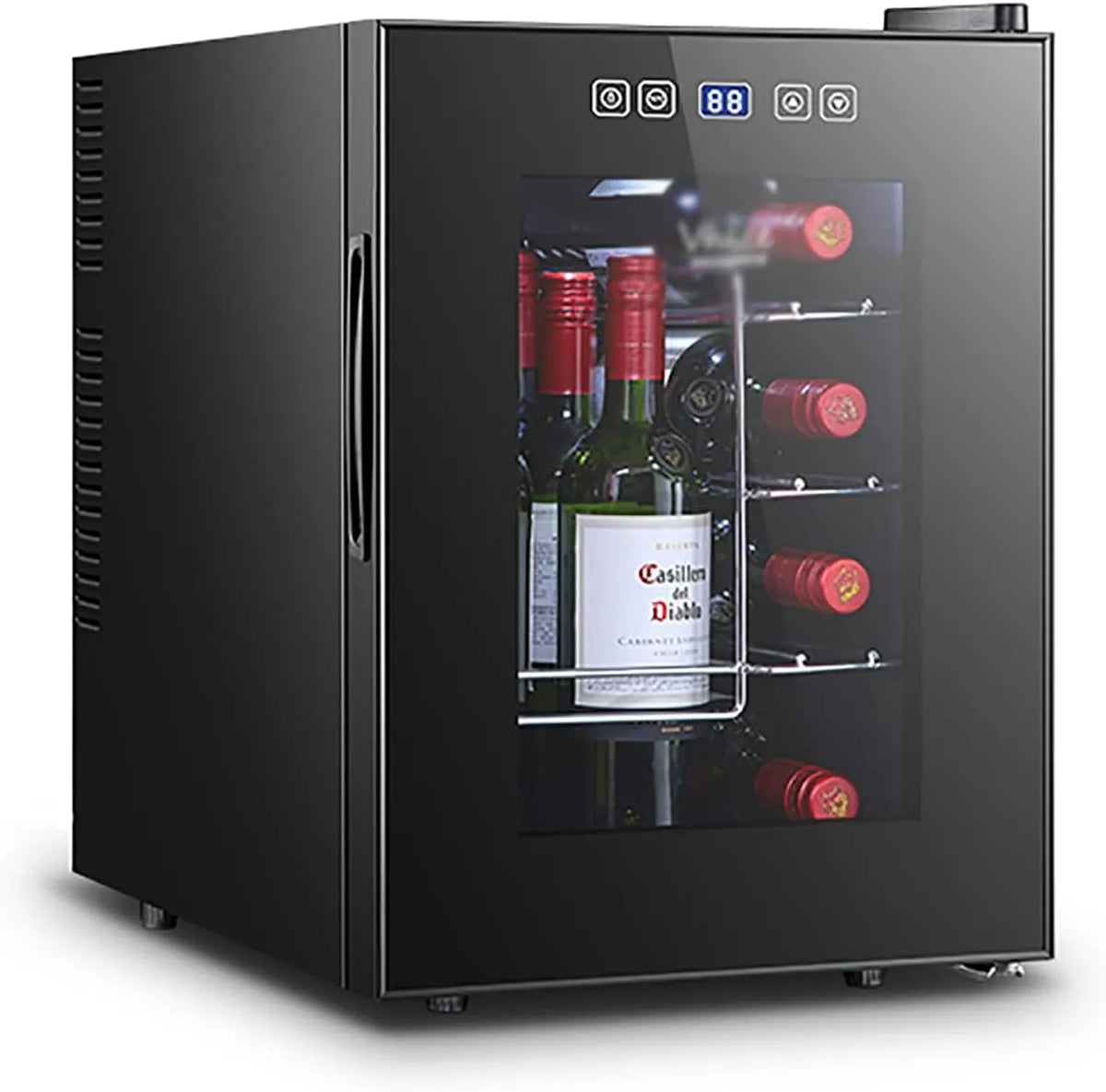 Weinkühlschrank, 10 Flaschen, freistehend, leise, Thermoelektrische Kühlung, freistehender Kleiner Weinkühlschrank mit digitaler Temperaturregelung
