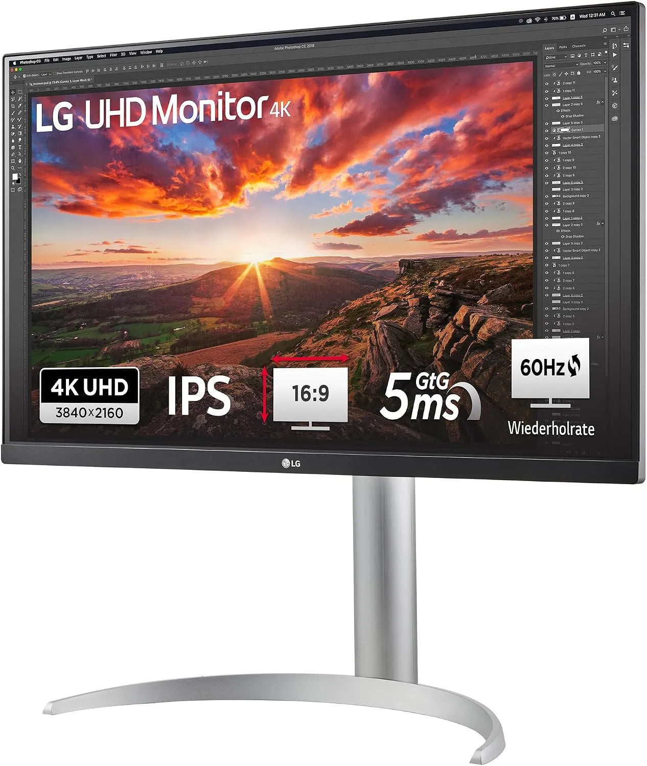 LG 27UP650K-W.AEU DCI-P3 Monitor, 27 Zoll, 2 HDMI, 4K UHD, IPS-Panel, Weiß, DisplayHDRTM 400, 95%, 2x HDMI 2.0