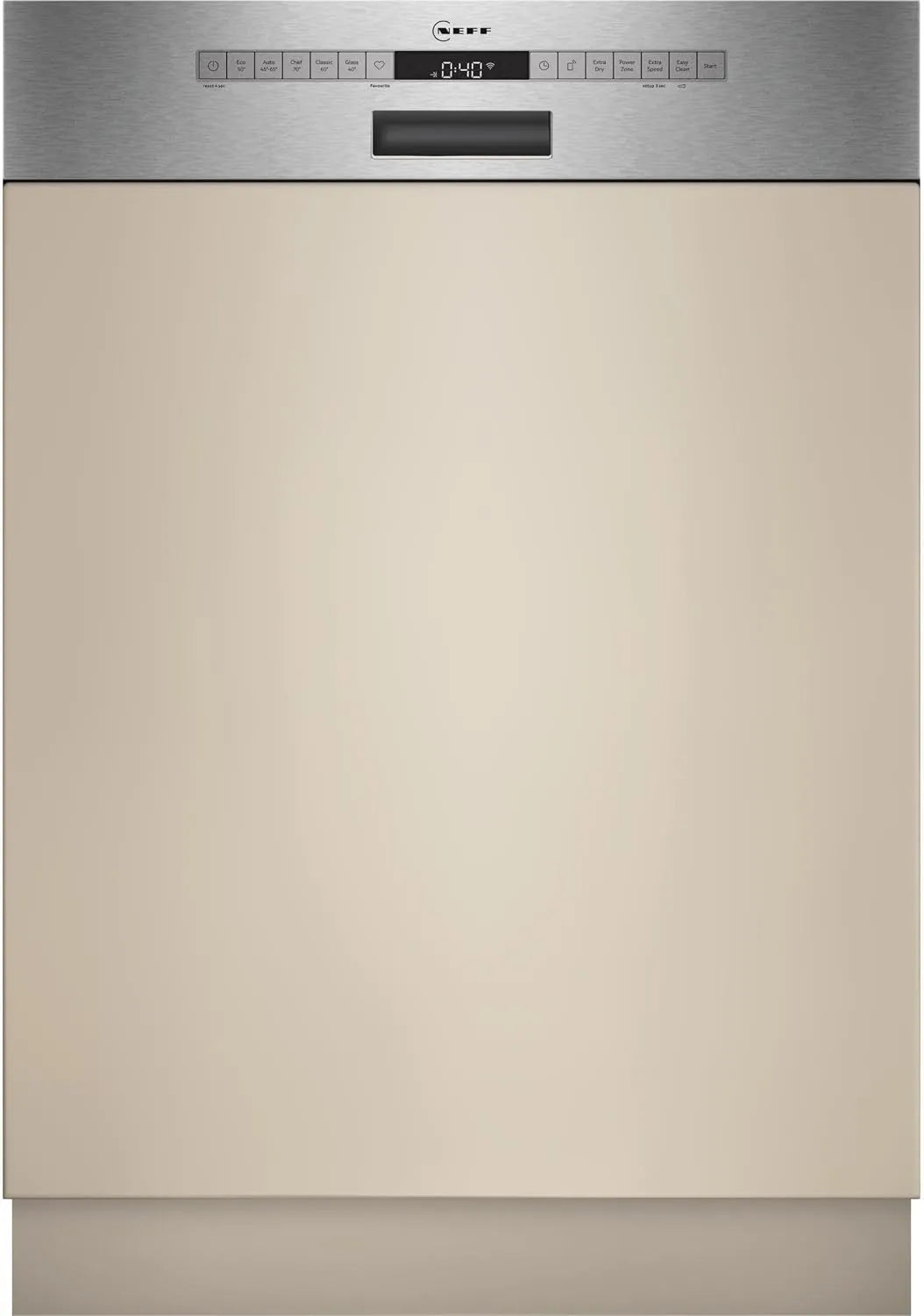 NEFF S145EVS04E Geschirrspüler, 60 cm, Edelstahl, Flex II Korbsystem, N 50, Smarter Geschirrspüler Teillintegriert, Open Dry automatische Türöffnung