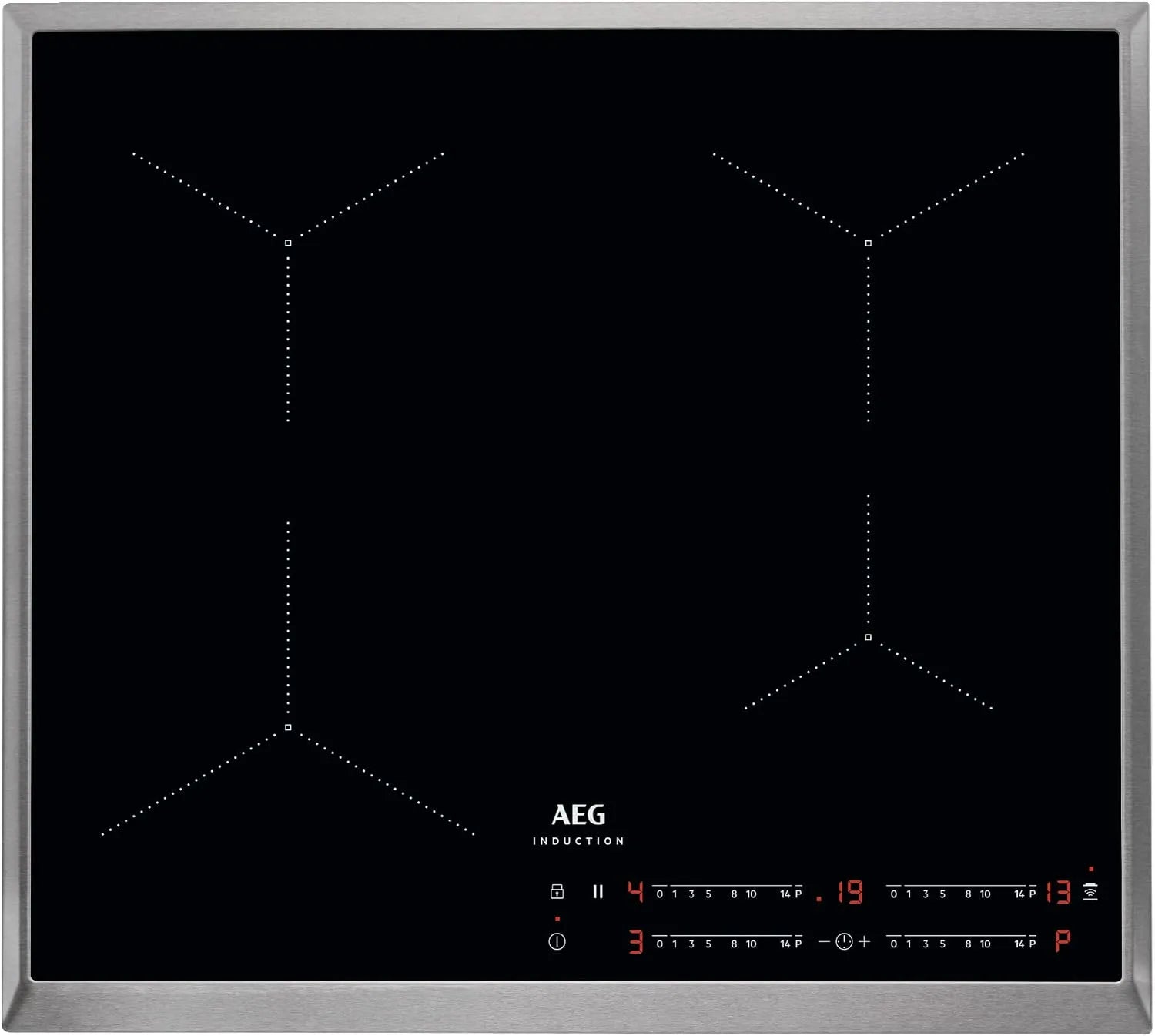 AEG IKB64431xB Kochfeld, 60 cm, 4 Kochzonen, Kindersicherung, autark, Edelstahl, Hob2Hood, Induktion, Slider-Bedienung, Powerfunktion