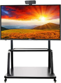TV-Möbel, 86 Zoll, rollbarer TV-Wagen mit Medien-Regal und Rädern, hält bis zu 100 kg, höhenverstellbar