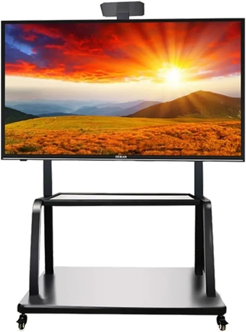 TV-Möbel, 86 Zoll, rollbarer TV-Wagen mit Medien-Regal und Rädern, hält bis zu 100 kg, höhenverstellbar