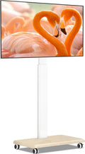 TV-Möbel, 65 Zoll, 400x400mm, Transportrollen, Weiß, Holz TV Standfuss Mobiler Fernsehständer Rollbar Höhenverstellbar Schwenkbar TV Bodenständer mit
