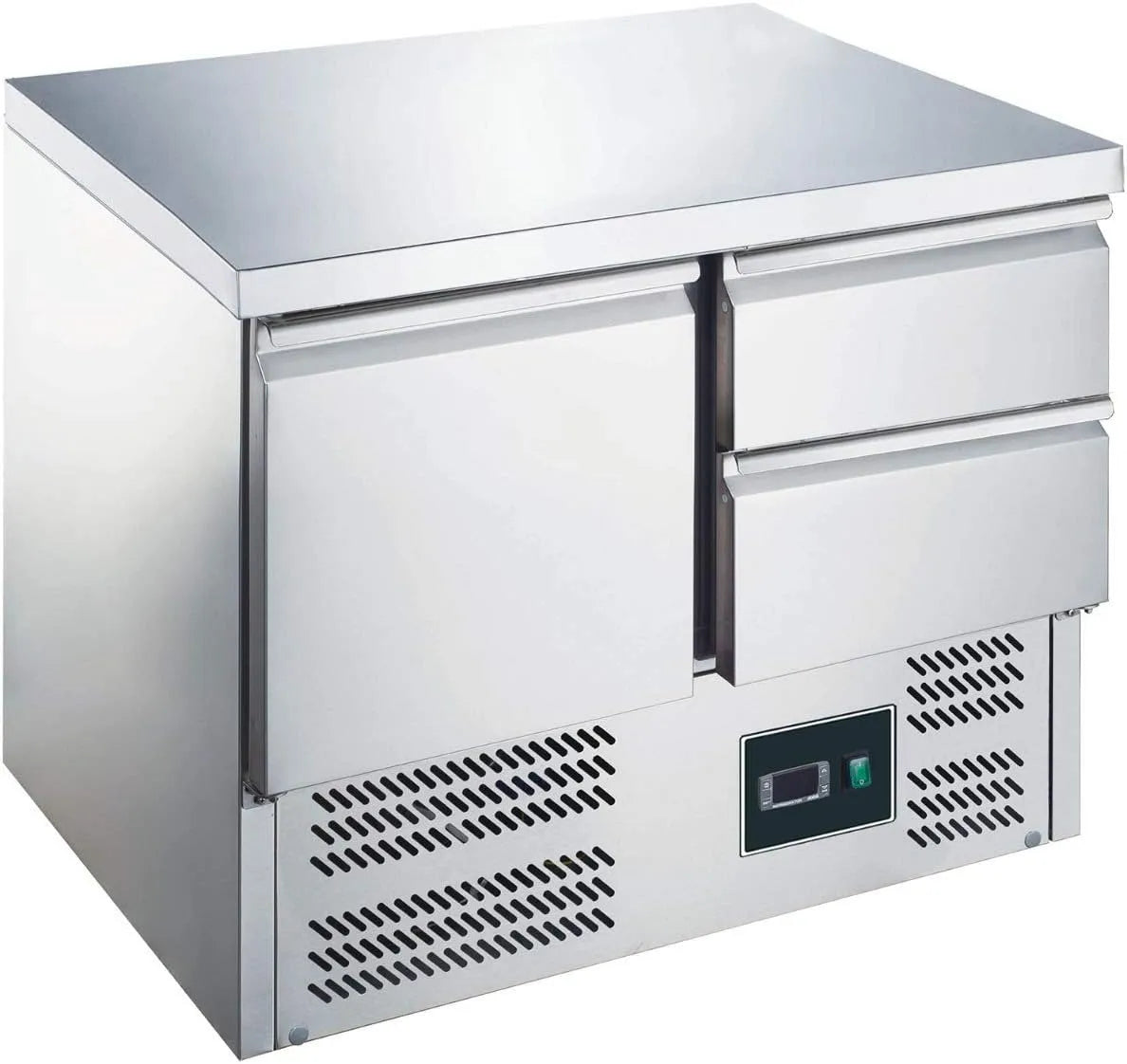 Gewerblicher Kühltisch R600A, Thermostat, 1 Tür, 2 Schubladen, ZORRO, ZORRO - Kühltisch ZS 901 2D - 1 Tür - 2 Schubladen - Gastro Saladette mit