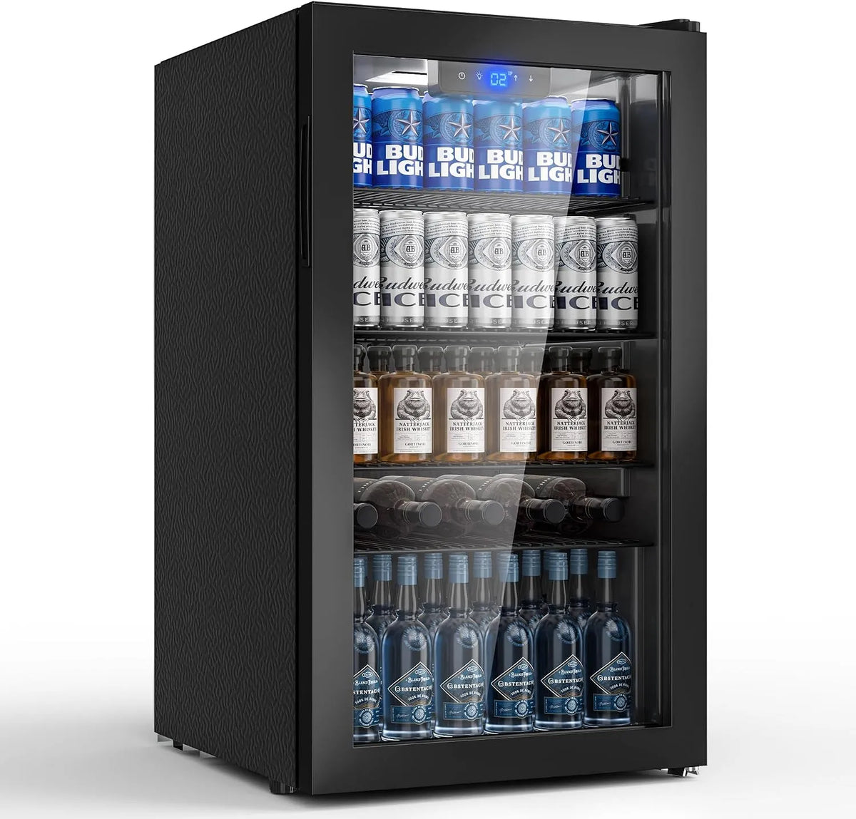 Kühlschrank, 86 L, Bar, Wein & Getränke, für Haushalt, Büro, Airfish Getränkekühlschrank mit Glasfront 86L für 130 Dosen