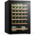 Klarstein Weinkühlschrank, 48 Flaschen, 4 bis 18 °C, LED-Beleuchtung, Glas, freistehend, Touch-Bedienung, UV-Glastür, Holzablagen