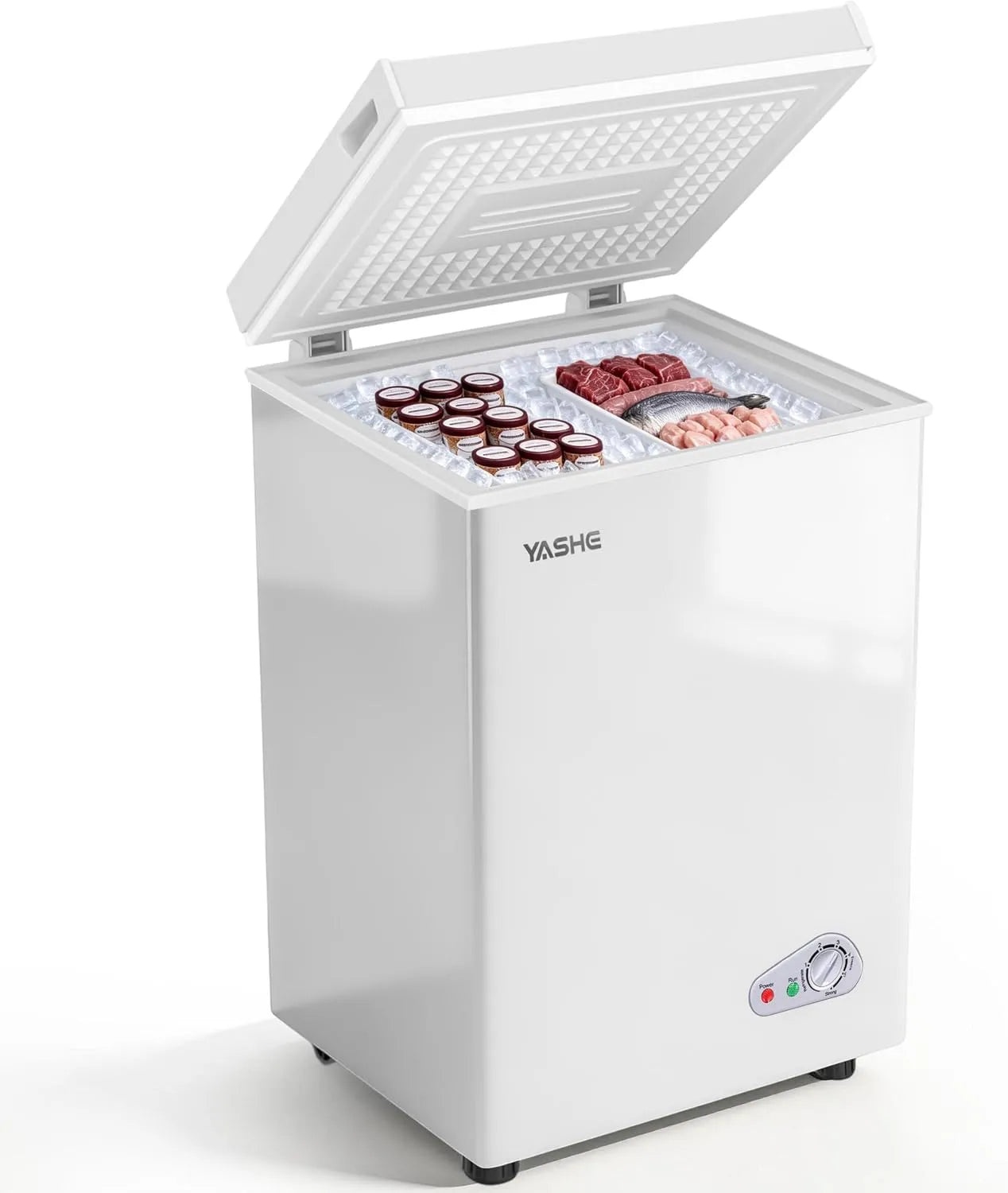 Gefrierschrank, 100 L, YASHE, freistehend, Gefrierfach, Tiefkühlschrank, Weiß, YASHE Gefriertruhe 100L