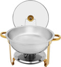 Gerätezubehör, Edelstahl, Runder 5-Liter-Tischwärmer Mit Essenstablett, Wassertablett Und Transparentem Deckel, Gold, Schicke Wohnaccessoires Gute