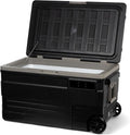 Elektrische Kühlbox 12V/24V, 230V, 74 L, 12 V, Gefrierfach, Auto, Camping, mobile Kühlbox, Schwarz, Steamy-E Single Zone 75 Roller, kompakter