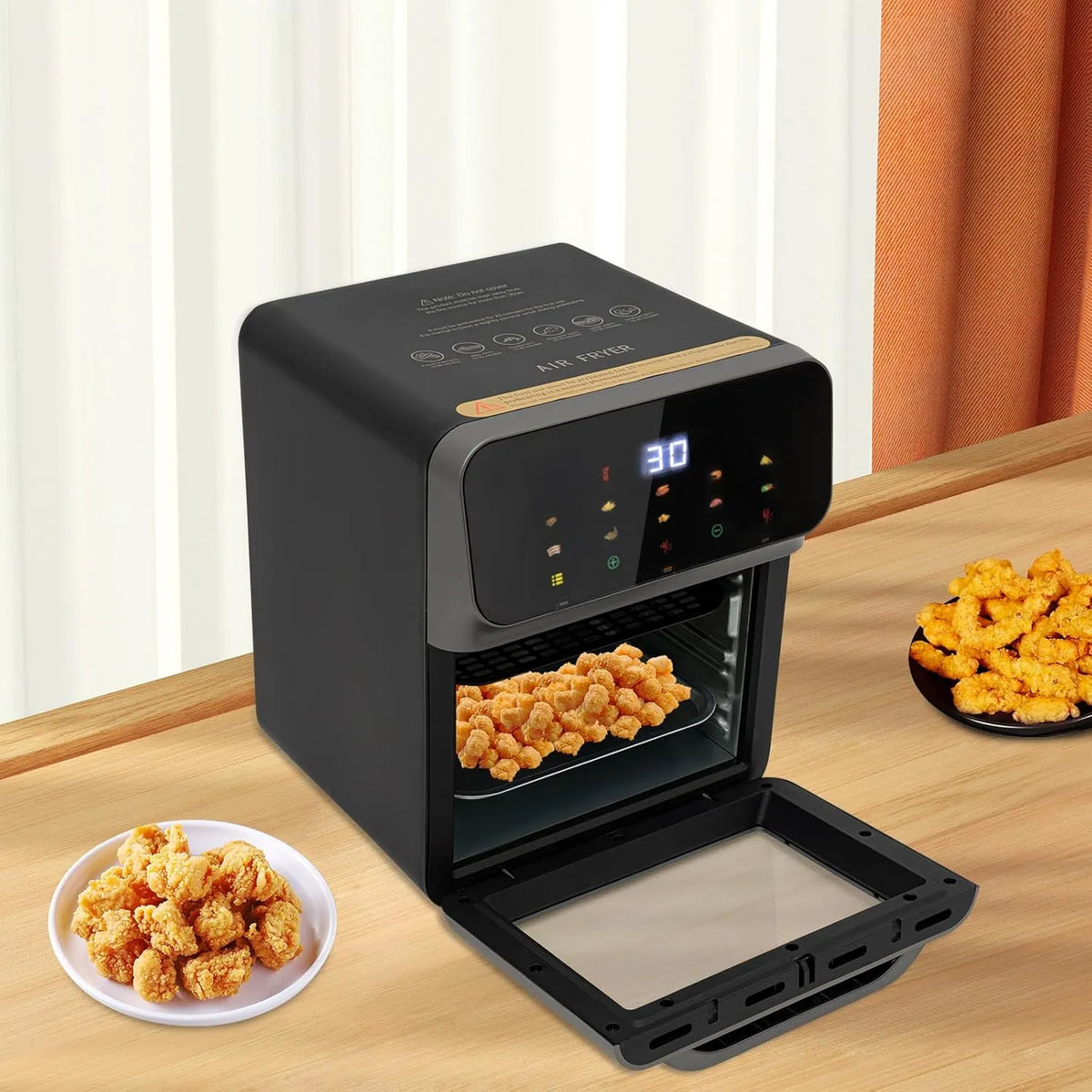 Elektrischer Pizzaofen, 13 L, 1350 W, Touch-Bedienung, Timer, kompakt, LCD-Display, 1350W Mini Backofen Schubladenartige Backofen mit LCD-Touchscreen