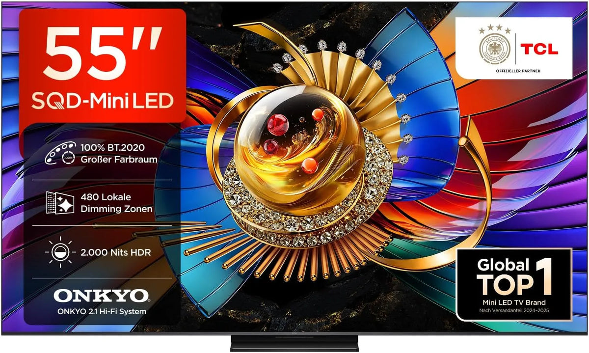 Google 55Q7D Smart TV, 55 Zoll, Fernseher, 4K UHD, TCL 55Q7D Pro SQD-Mini LED 55 Zoll Fernseher