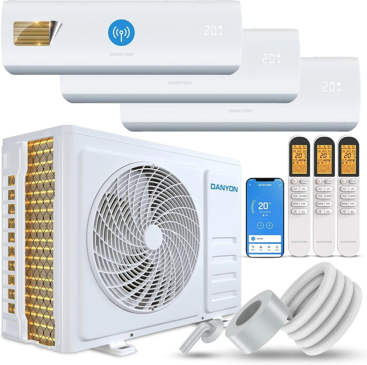 Klimaanlage, WLAN, Inverter, leise, 27000 BTU, WiFi und Smart-Home, 9 kW, Splitgerät vorgefüllt