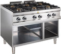 Modell D77G6AxL, Edelstahl D77G6AxL, GastroHero Gasherd, 6 Brenner, offener Unterbau
